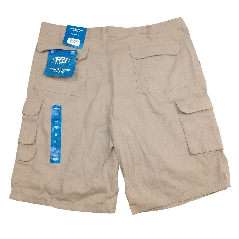 Rugged Wear Mens Khaki Cargo Shorts Size 40 Tan Cotton Casual 16000MEN NEW